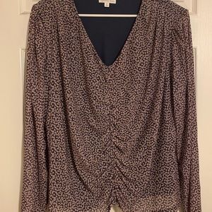 Navy and pink print top